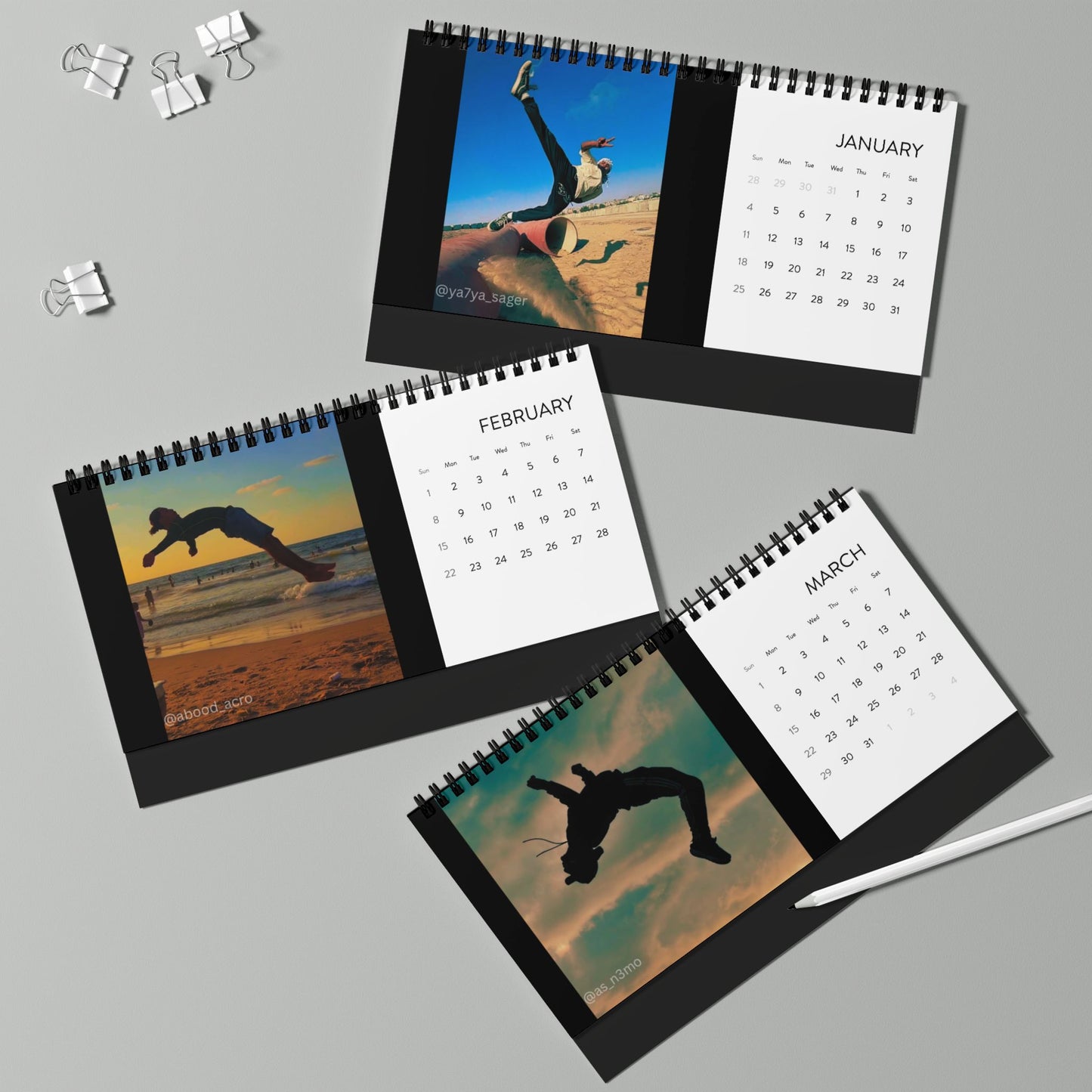 Gaza Athletes Desktop Calendar (2026 grid)